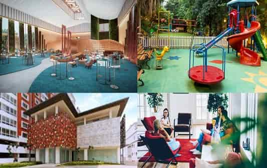 Family enjoying clubhouse amenities at Mahindra Rainforest